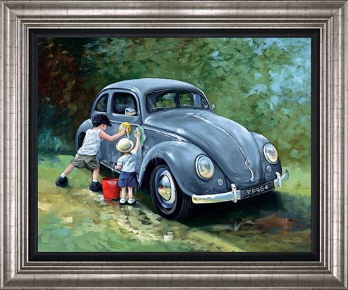 Hard At Work by Keith Proctor - Framed Embellished Canvas on Board